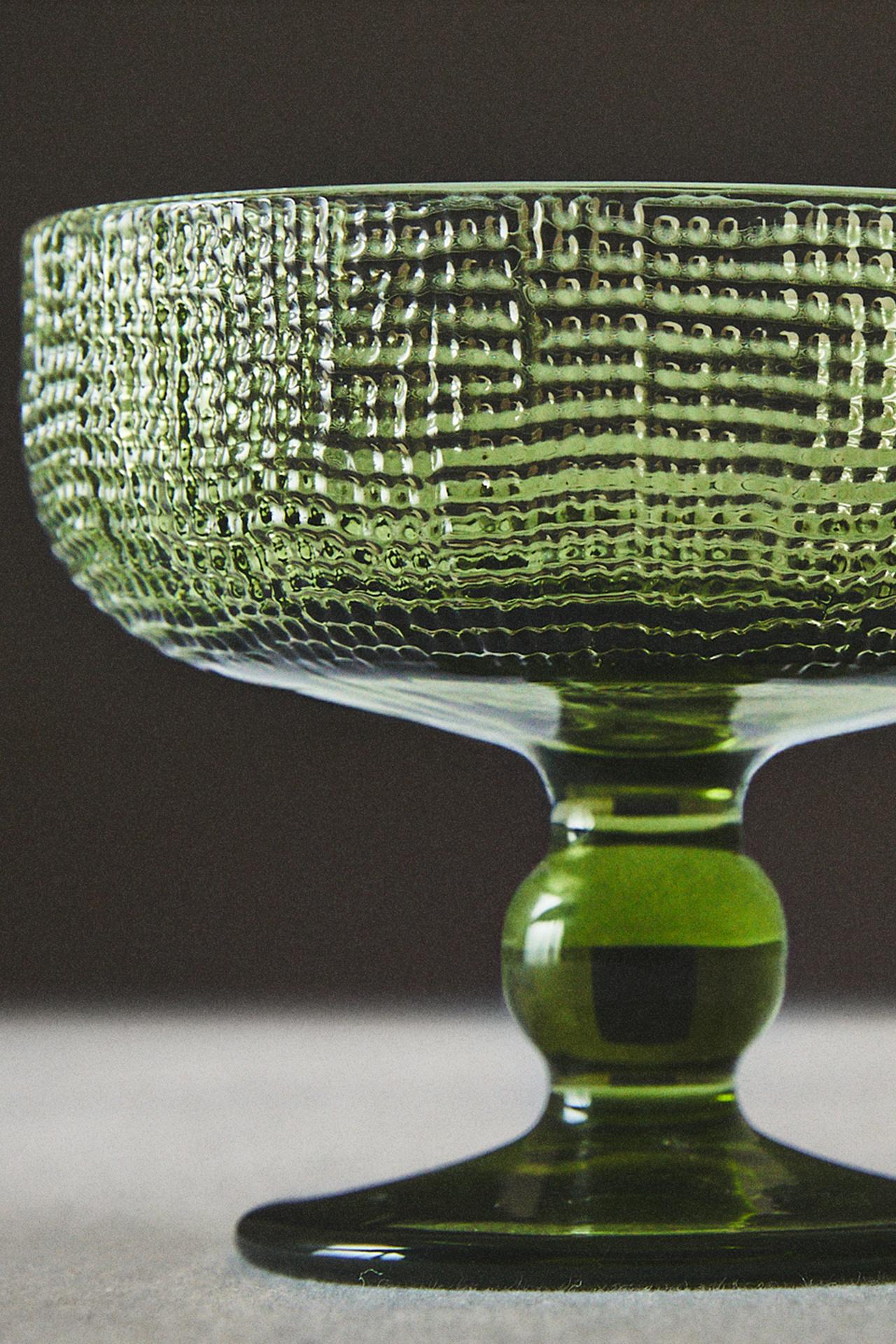 EMBOSSED GLASS ICE-CREAM CUP — Green