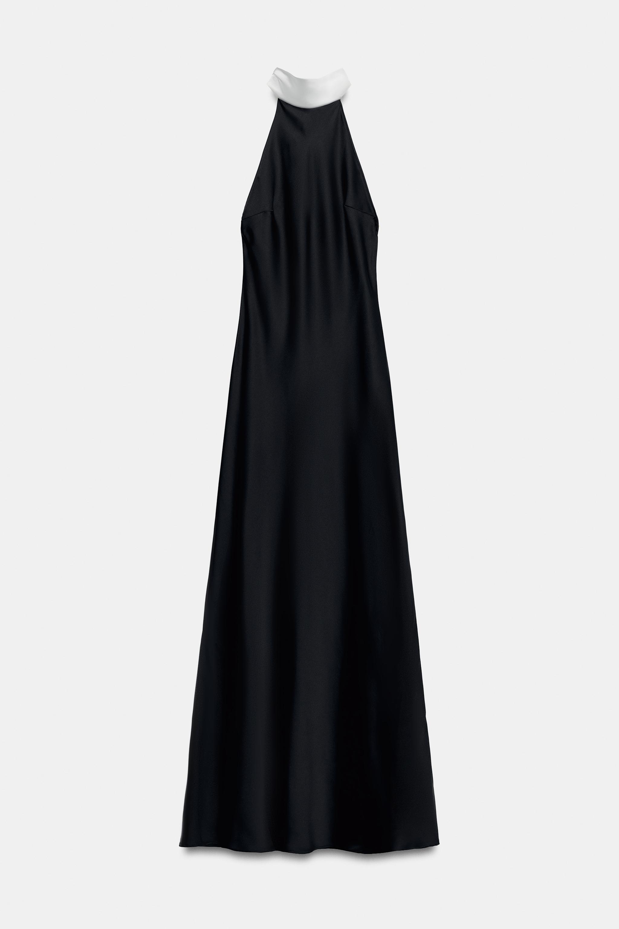 SATIN TIE-DETAIL MAXI DRESS