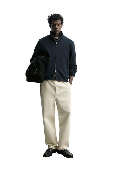 سويت شيرت ثقيل بسحاب - بحري داكن by Zara