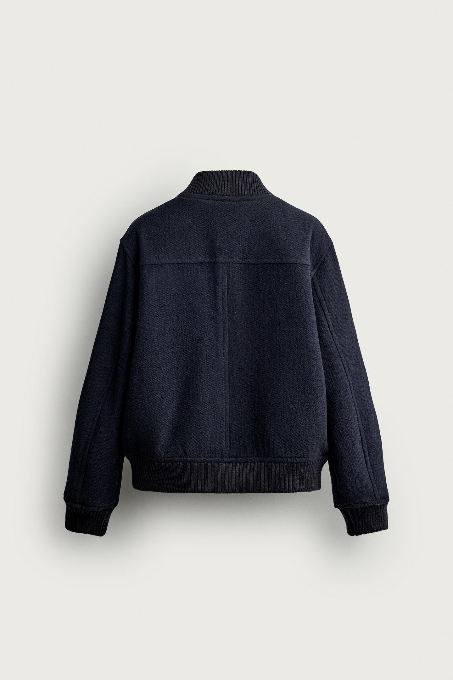 Мужская куртка Zara Relaxed-Fit Wool, цвет: Тёмно-синий — фото 8