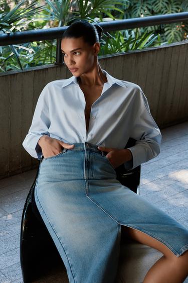 CHEMISE EN POPELINE - Bleu clair de Zara - Image 2