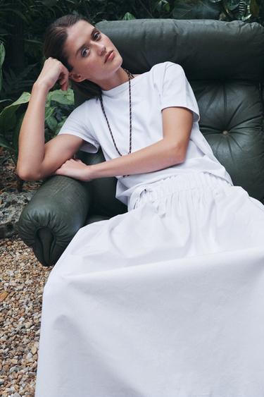 Zara INTERLOCK SHORT SLEEVE T-SHIRT - White - Image 0