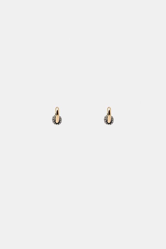 RHINESTONE HOOP EARRINGS - Golden by Zara - Image 0