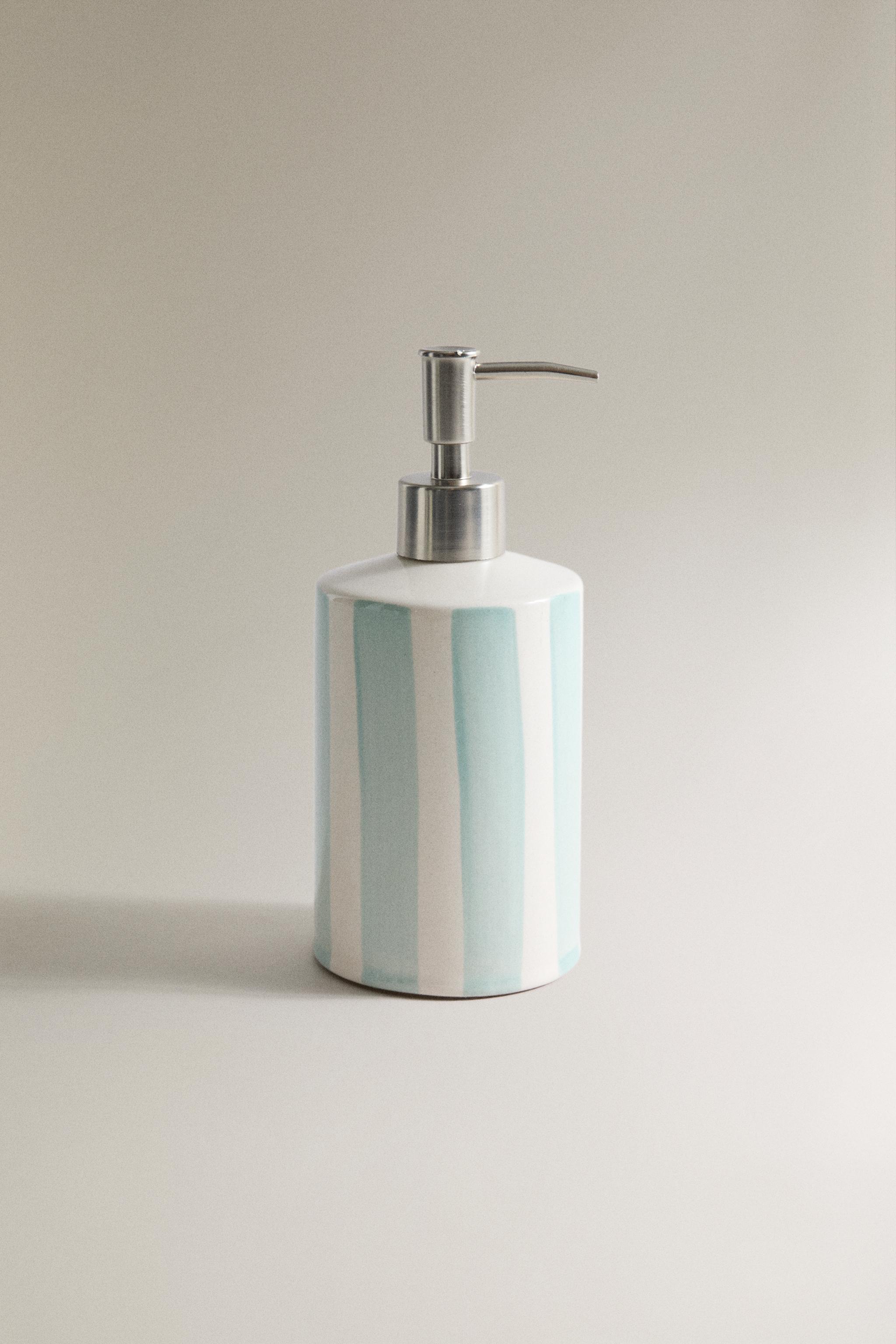 DISTRIBUTEUR SAVON CÉRAMIQUE RAYURES