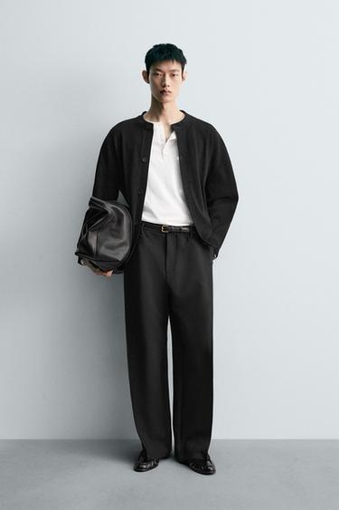 Zara 休閒版打褶長褲 - 黑色