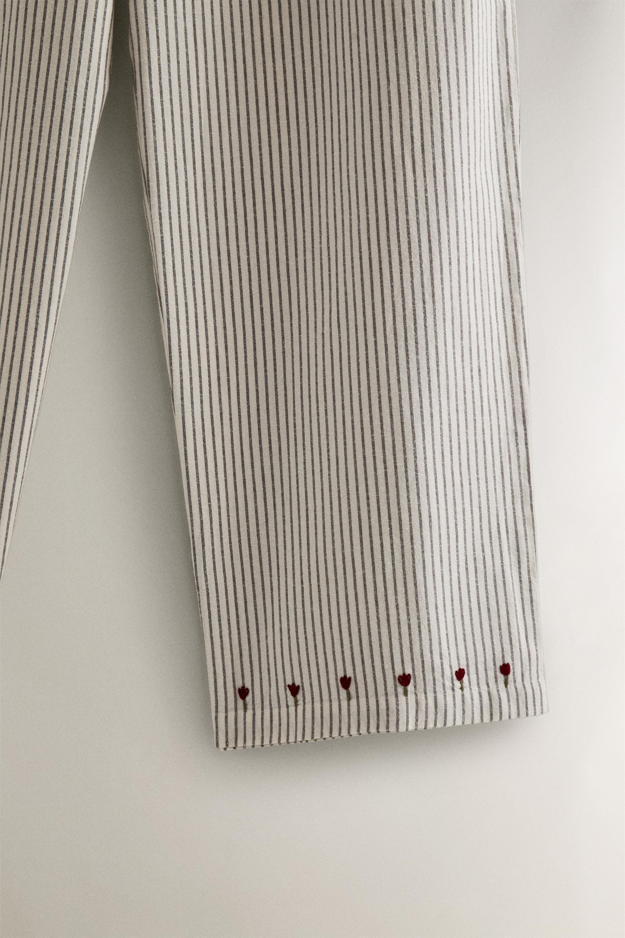 GATHERED STRIPED CHRISTMAS PAJAMA SET (SET OF 2)