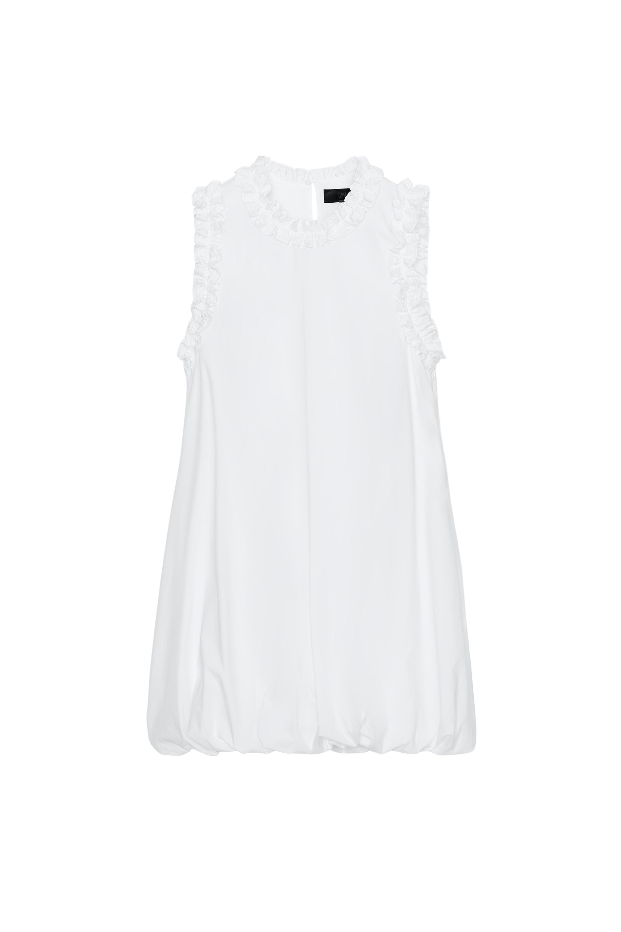 RUFFLED POPLIN DRESS - White | ZARA United States RUFFLED POPLIN DRESS - White | ZARA United States