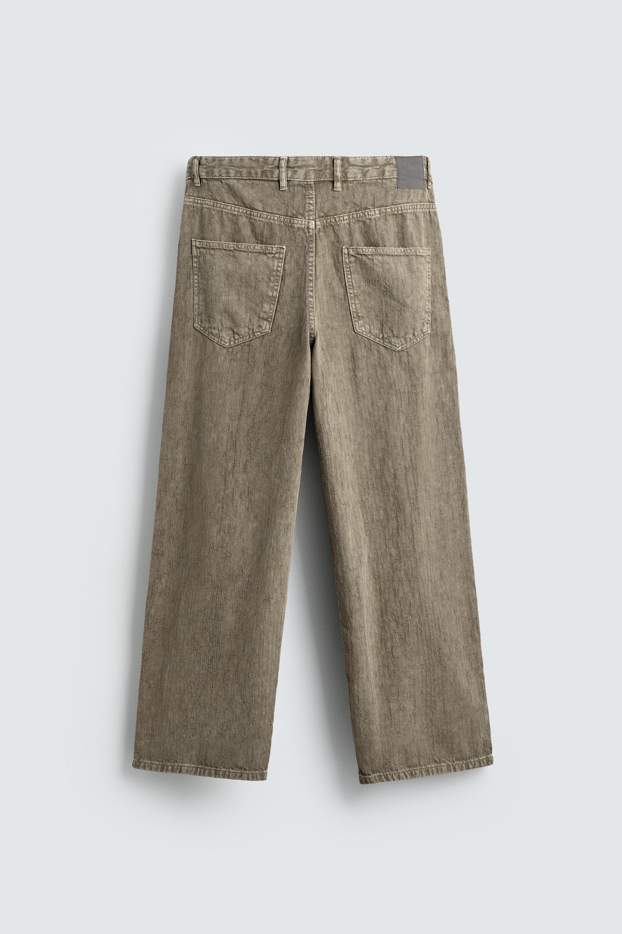 ZARA　ザラ　ウォッシュド加工プリントバギーフィットジーンズ　EU44 zara ウォッシュド加工プリントバギーフィットジーンズ - メルカリ