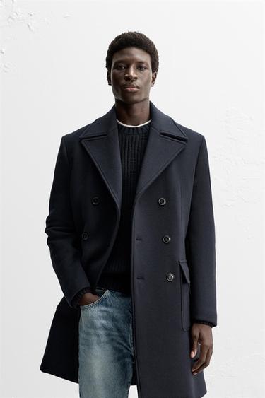 MANTECO WOOL BLEND DOUBLE-BREASTED COAT - Navy blue by Zara