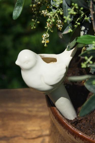 CERAMIC SELF-WATERING GARDEN BUBBLE WITH BIRD DETAIL - Ecru by Zara - Image 6