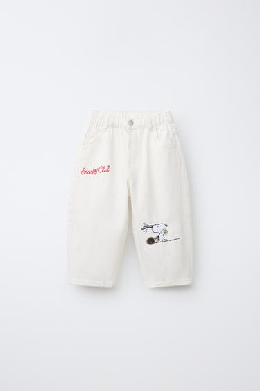 SNOOPY PEANUTS™ 자수 릴렉스핏 트윌 팬츠 - Zara 크림