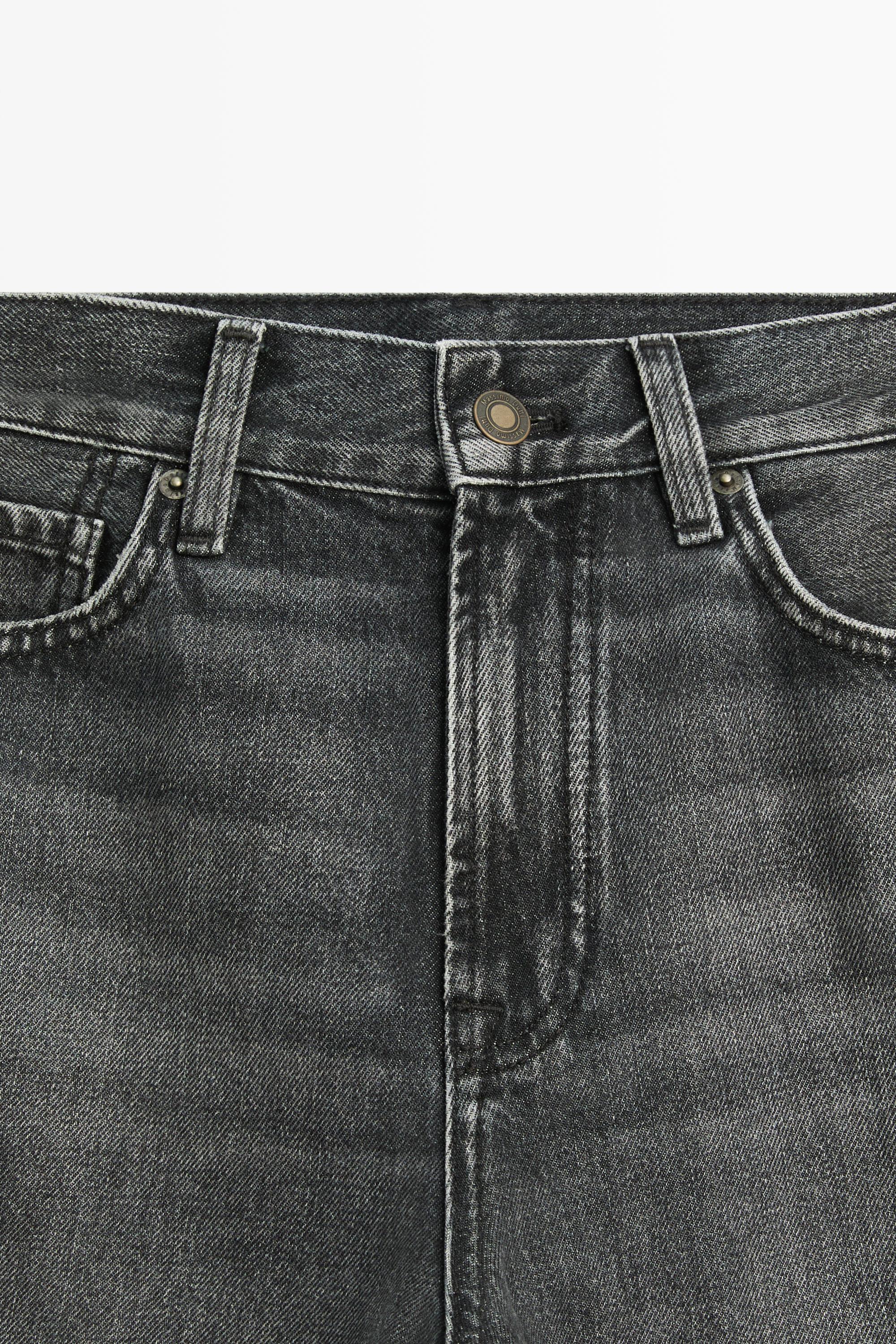 High-waist straight-leg jeans — Gray