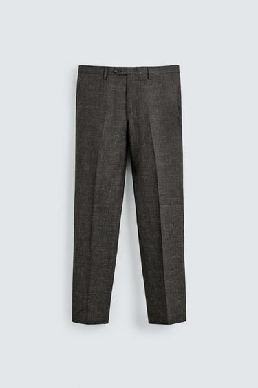 REGULAR FIT TEXTURED SUIT TROUSERS - Dark brown by Zara