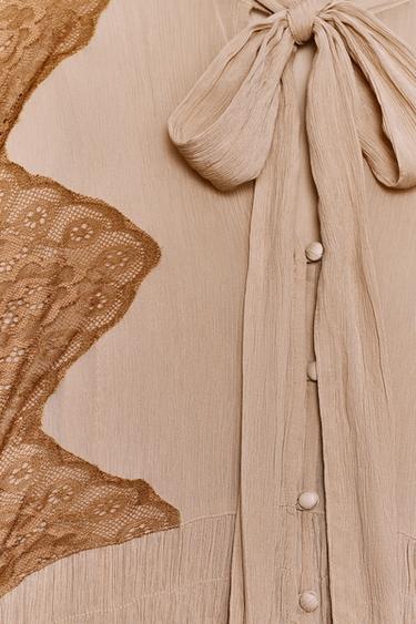 LACE COMBINATION TIE DRESS - Peach by Zara - Image 8