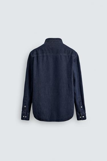 REGULAR FIT DENIM SHIRT - Dark navy by Zara - Image 7