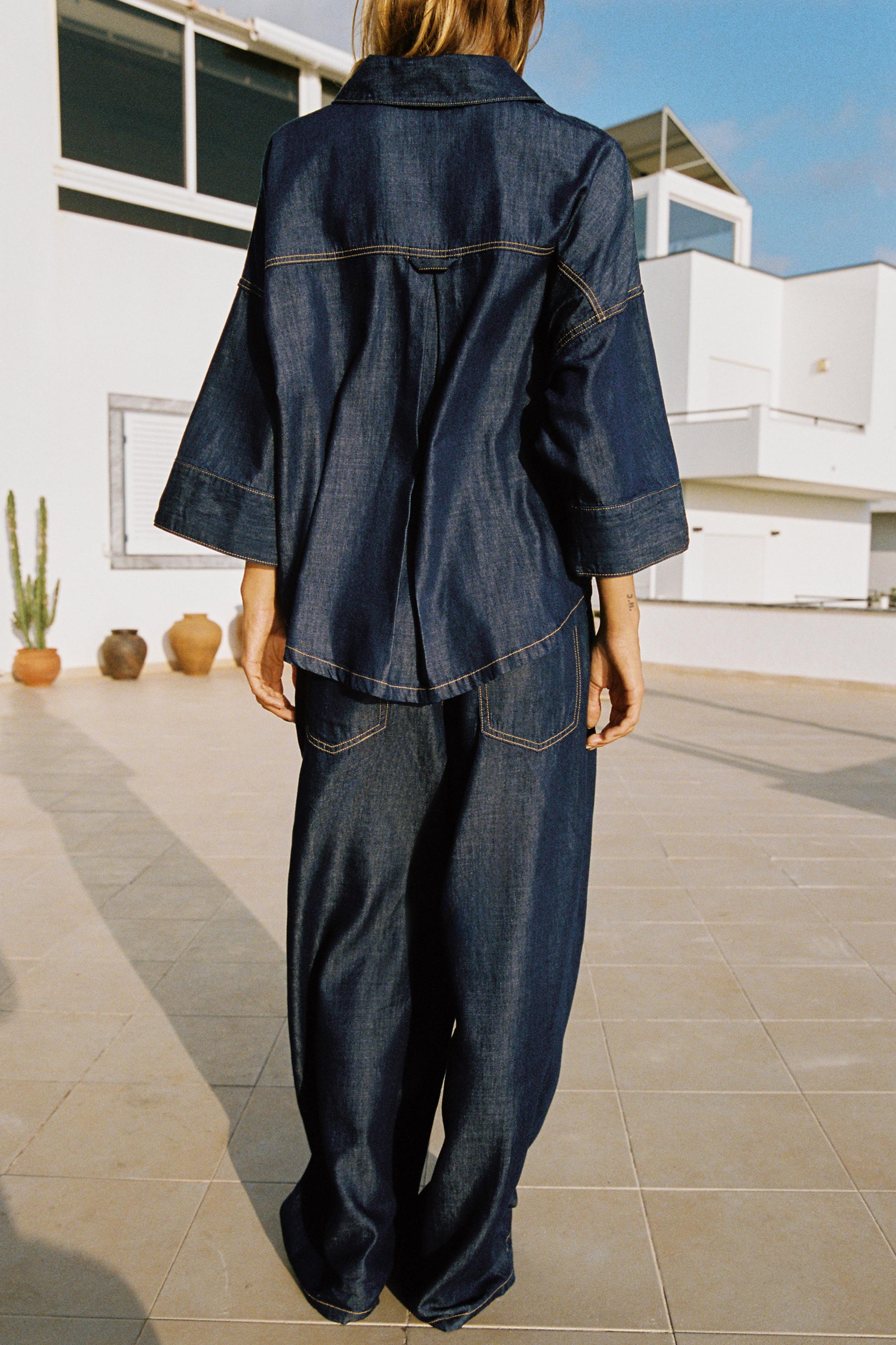 Zara Z1975 Yüksek Bel Jogger Geniş Paça Jean görsel 3