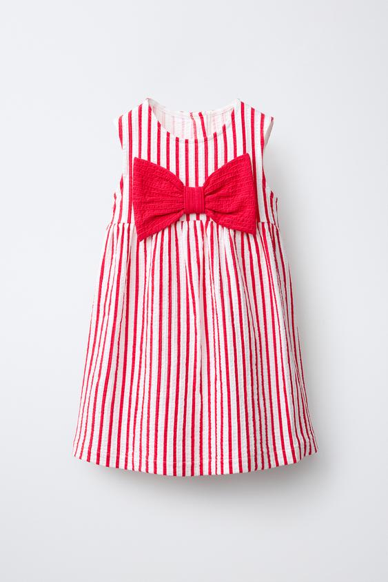 VESTIDO LAZO RAYAS - Rojo de Zara - Imagen 0