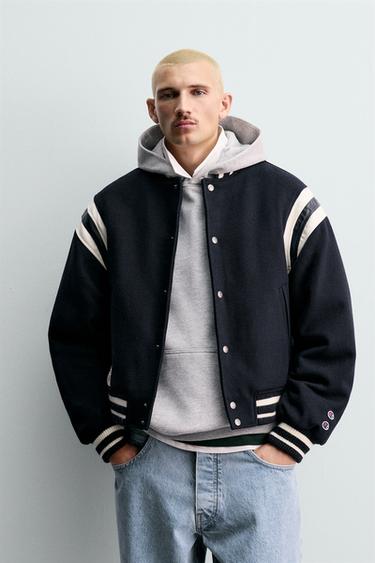 CHAMPION® X ZARA PADDED BOMBER JACKET - Navy blue by Zara