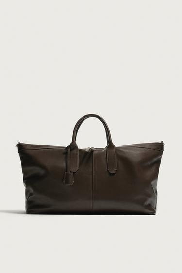 BOLSO SHOPPER PIEL - Marrón de Zara