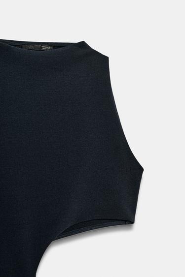 ROBE MI-LONGUE OUVERTURE STRETCH - Bleu de Zara - Image 8