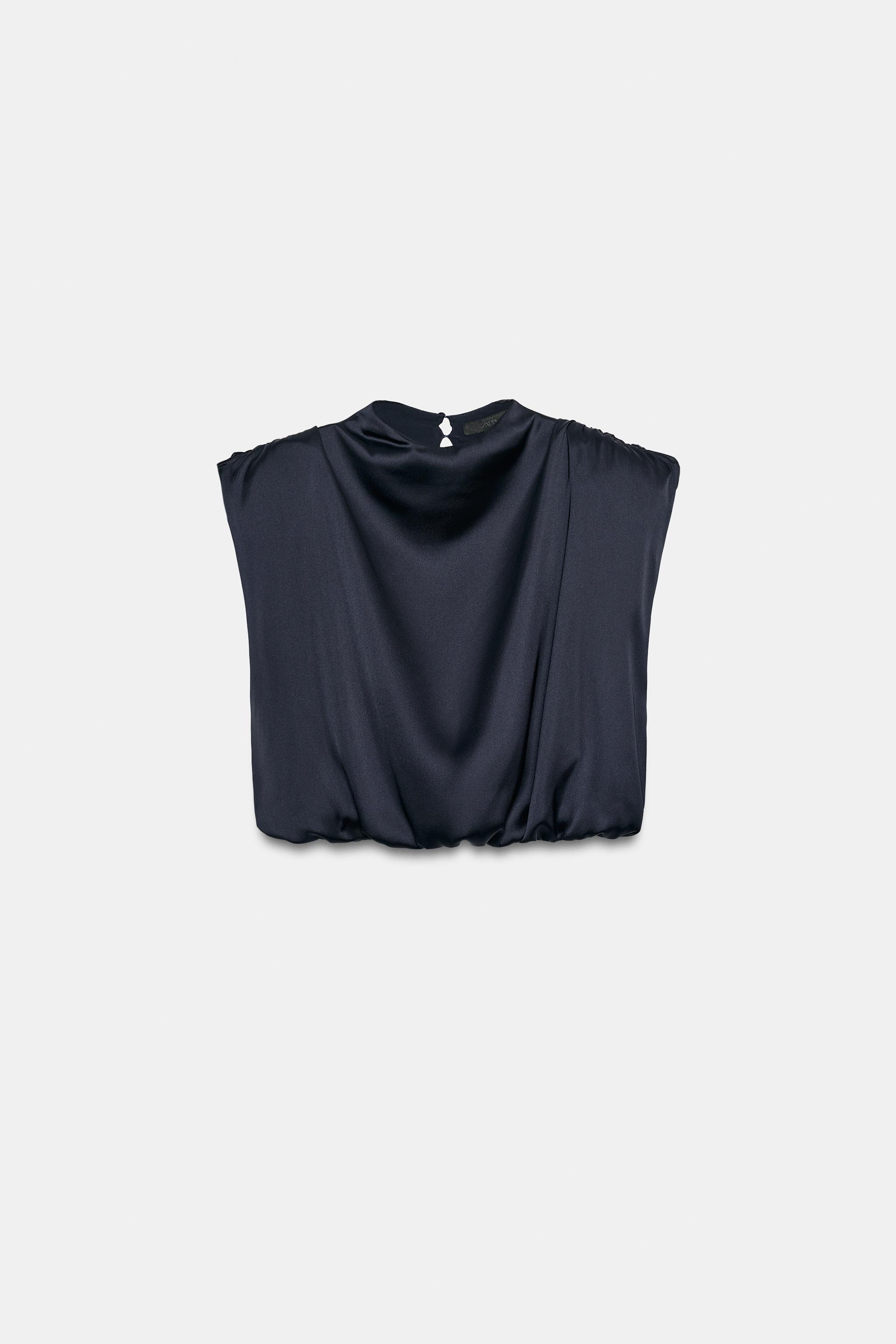 SATIN SHOULDER PAD TOP