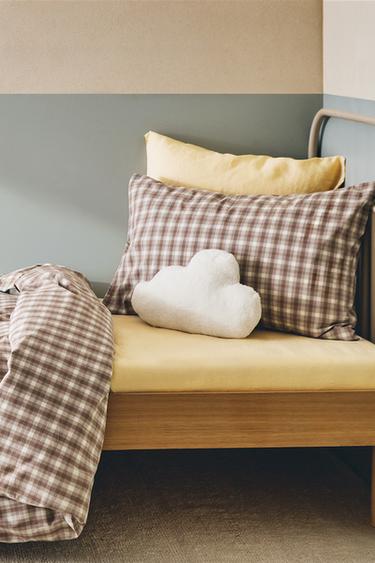 CHILDREN'S CHECK FLANNEL DUVET COVER - Brown by Zara