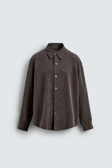 FLOWING RELAXED FIT SHIRT - mink brown by Zara