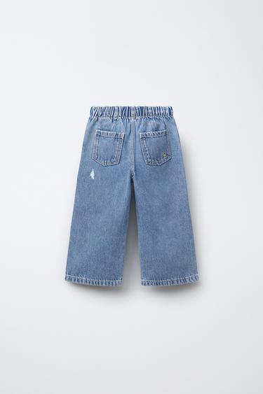 FLUID RIPPED WIDE-LEG JEANS - Mid-blue by Zara - Image 1