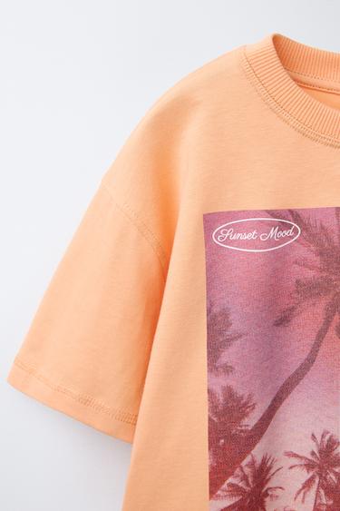 PALM LEAF PRINT T-SHIRT - Orange by Zara - Image 2