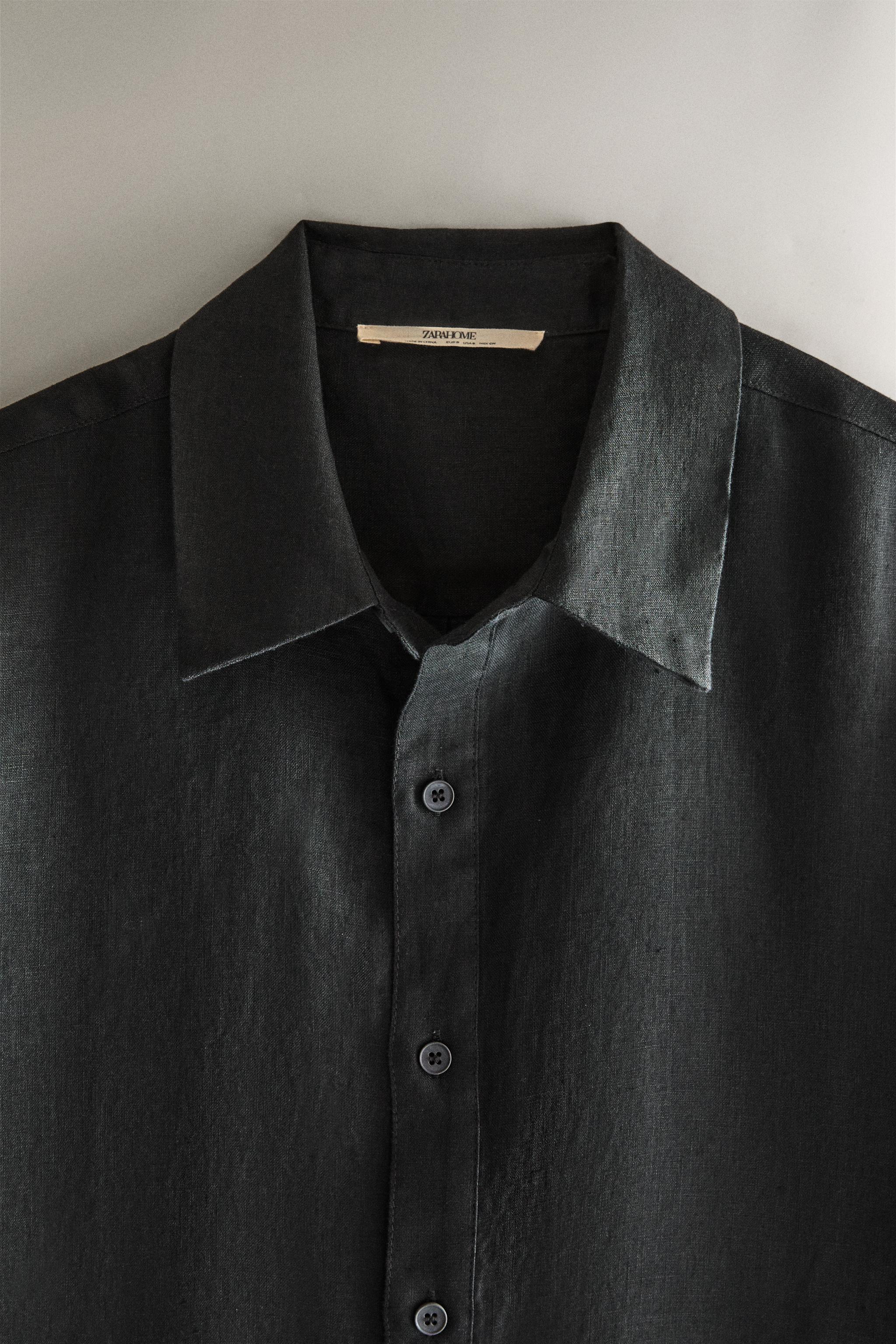 LINEN SHIRT — Mid-gray