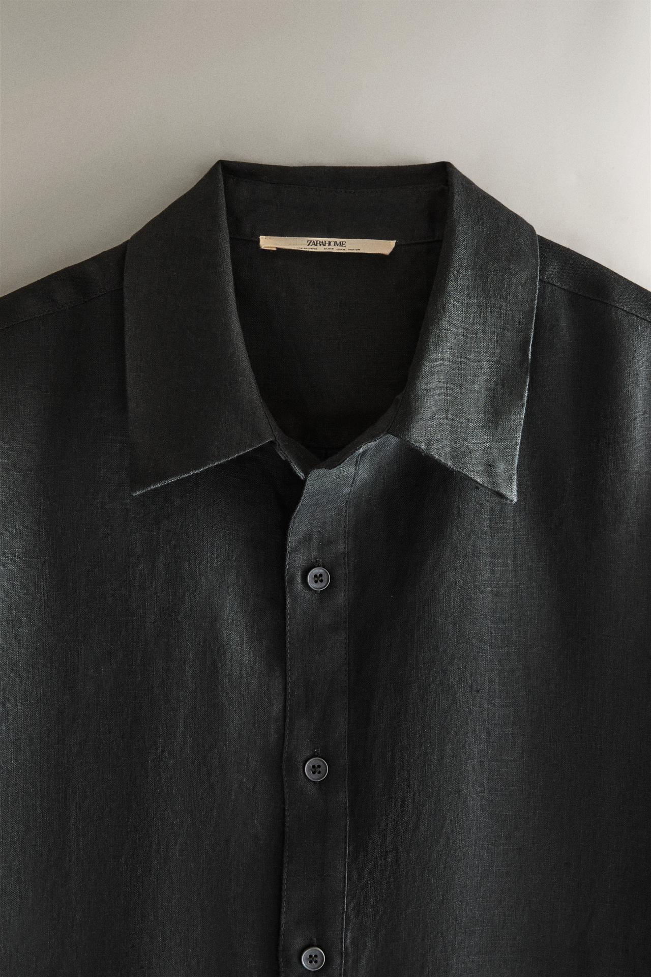 LINEN SHIRT — Mid-gray