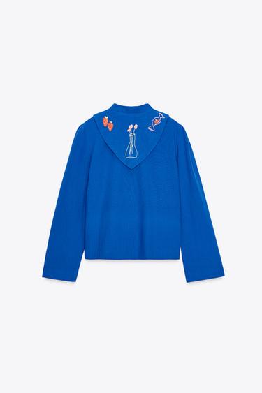 JACKE MIT STICKEREIEN - Bläulich von Zara