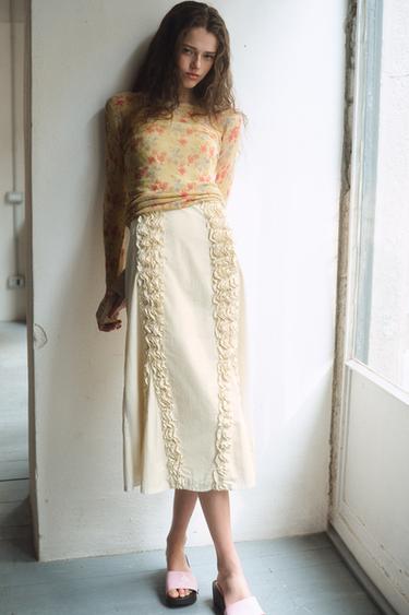 Zara FLORAL PRINT KNIT TOP - Multicolored