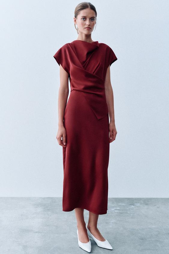 MIDI DRESS - Burgundy by Zara - Image 0
