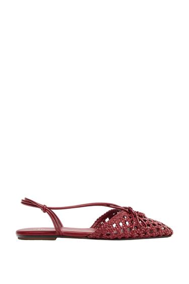 Zara WOVEN SLINGBACK FISHERMAN SANDALS - Red