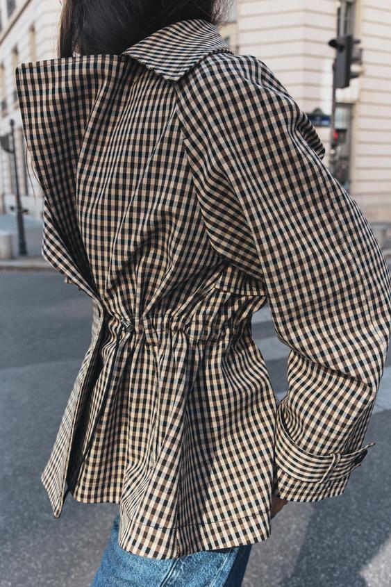 TRENCH CROISÉ CARREAUX - Beige de Zara - Image 4