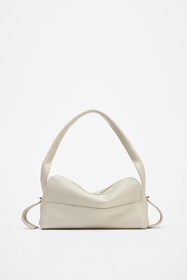 LEATHER SHOULDER BAG - Ecru by Zara