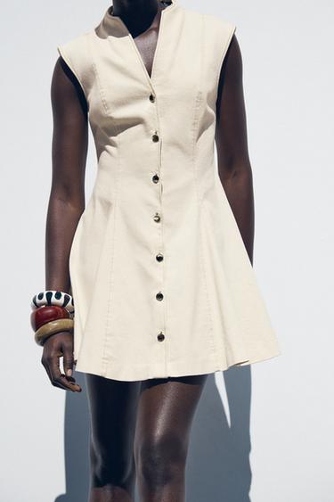 SLEEVELESS MINI DRESS - Ecru by Zara - Image 3