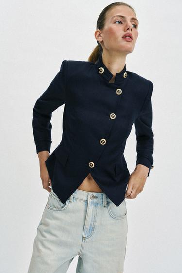 TAILORED BLAZER WITH GOLDEN BUTTON - Navy blue by Zara