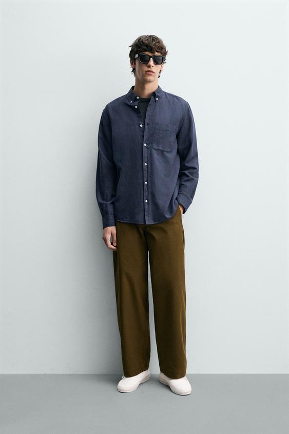 Zara — REGULAR FIT LINEN - COTTON SHIRT