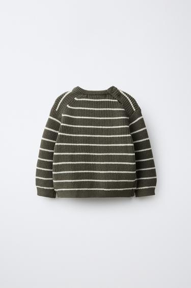 PURL KNIT PATCH SWEATER — Khaki 2