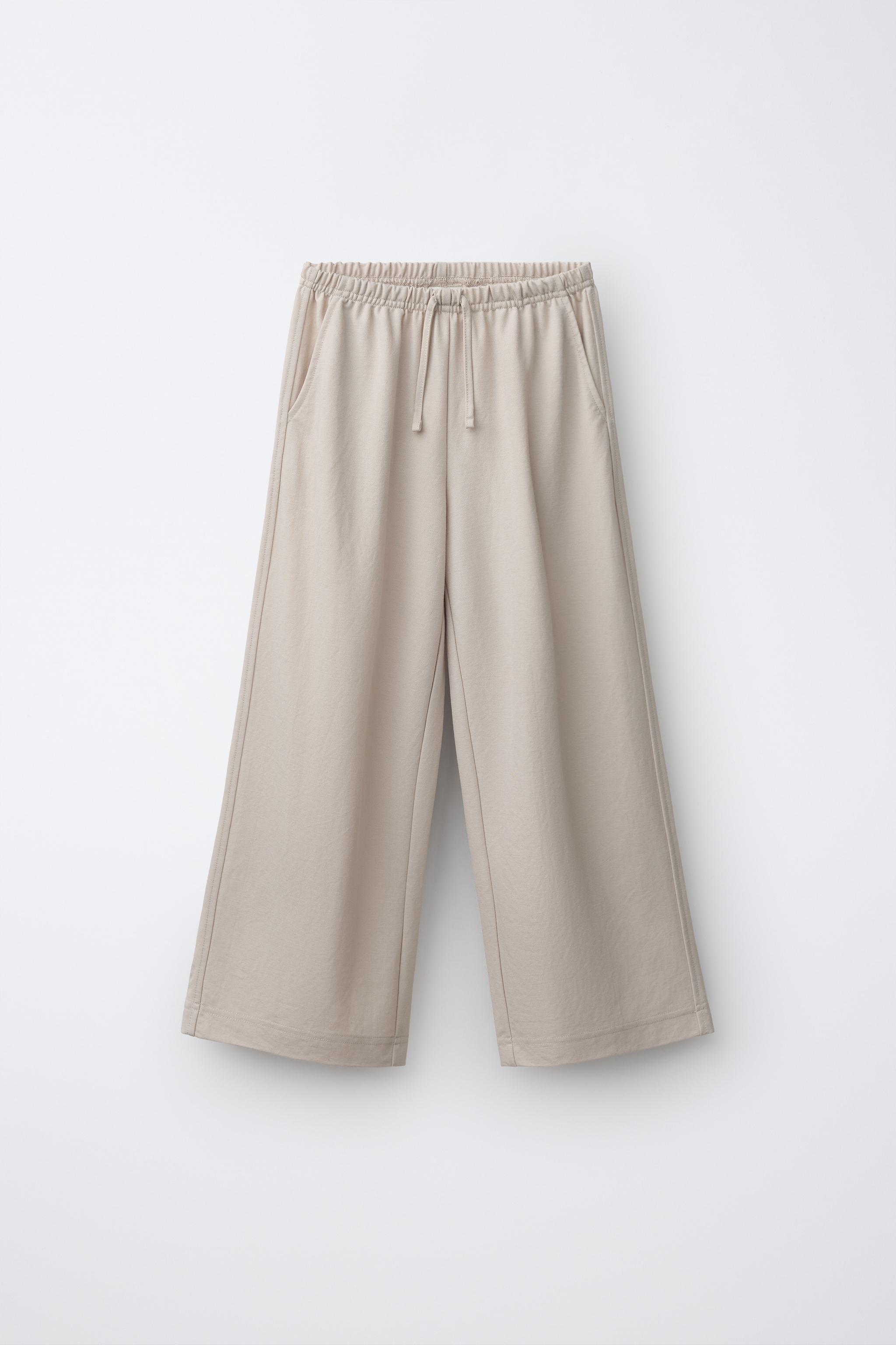 WIDE LEG PAJAMA PANTS — Ecru