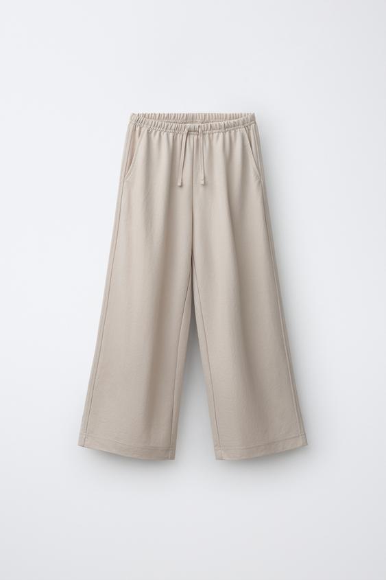 STRIPED WIDE-LEG FLOWING TROUSERS - Ecru by Zara - Image 0
