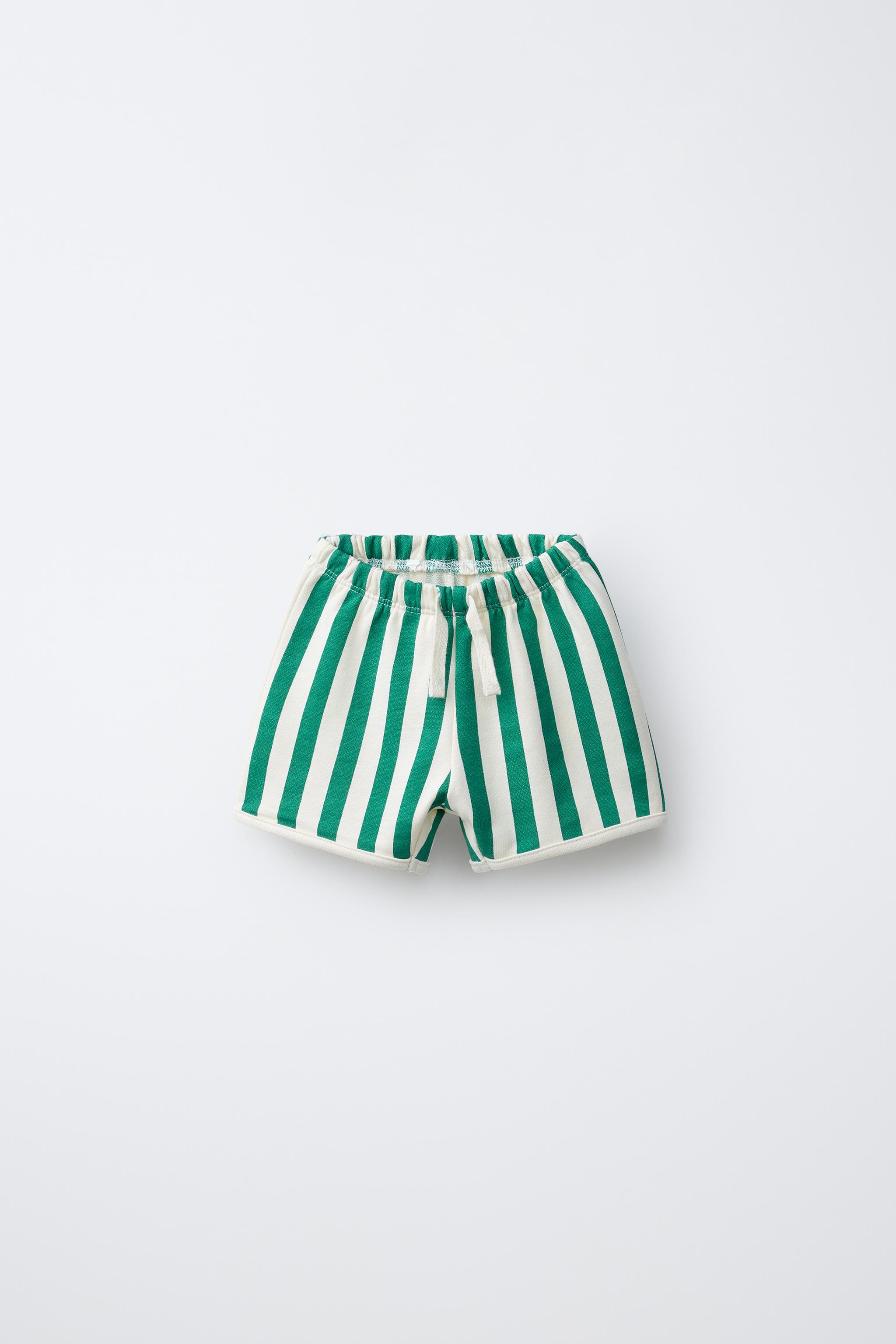 Детские шорты Zara TWO-PACK OF PLAIN AND STRIPED SHORTS — фото 2