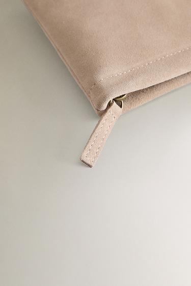 SMALL SPLIT LEATHER WASH BAG - Ecru White by Zara - Image 4
