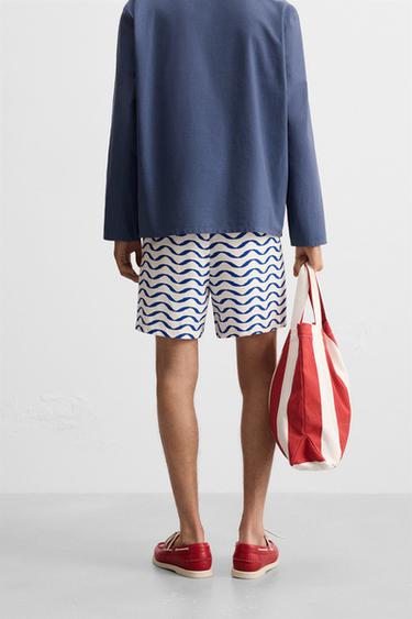 WAVY SHORT BERMUDA SHORTS - Blue/White by Zara - Image 2