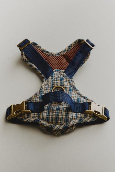 GINGHAM PET HARNESS - Blue by Zara