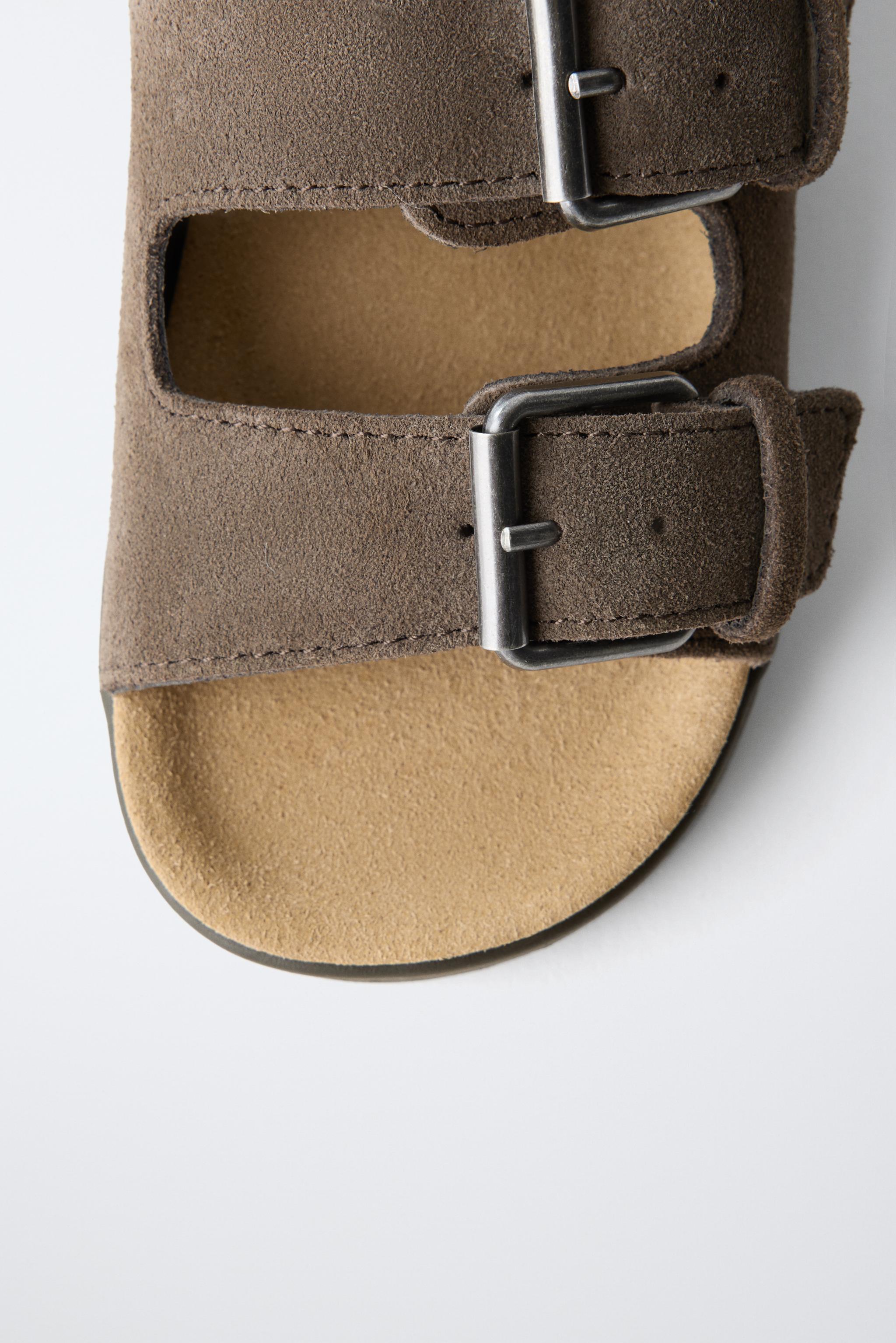 Детские сандалии Zara LEATHER BUCKLE SANDALS — фото 6