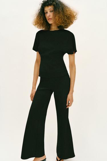 CUT-OUT SHORT SLEEVE TOP - Black by Zara - Image 2
