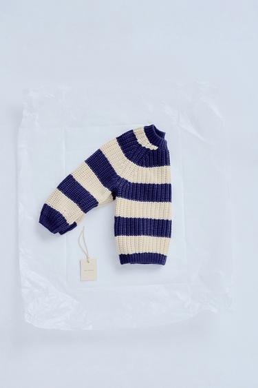 TIMELESS - STRIPED CHUNKY KNIT SWEATER - Indigo by Zara